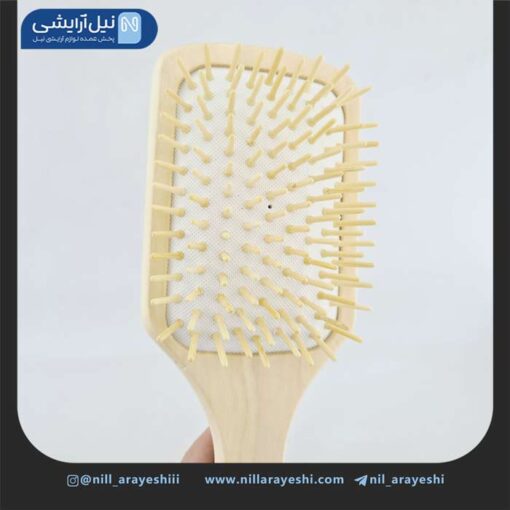 برس مو چوبی مستطیلی کف کرمی سایز بزرگ