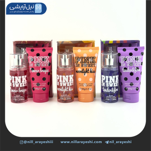 ست بادی اسپلش و لوسیون بدن پینک این سوییت ( خالخالی )