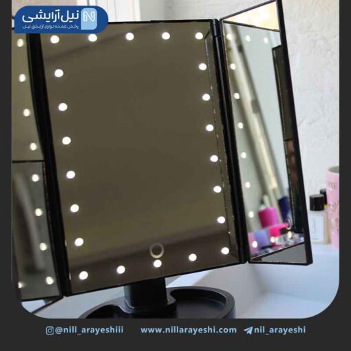 آینه آرایشی رومیزی ال ای دی دار تاشو شانگروئی