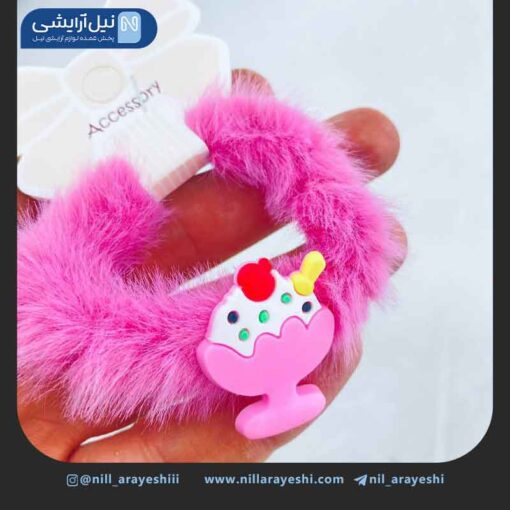 کش مو کارتی خز دار کاپ کیک و بستنی دوازده عددی کد 18