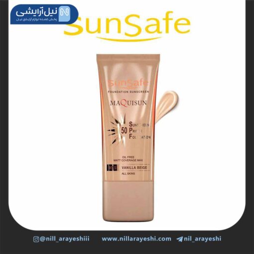 کرم ضد آفتاب کرم پودری و پرایمری مکی سان سیف SPF50 ( بژ وانیلی )