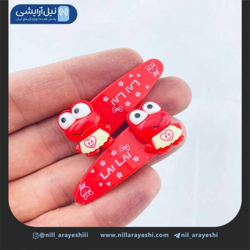گیره مو فشاری ( تق تقی ) کارتی طرح قورباغه بیست عددی کد 9
