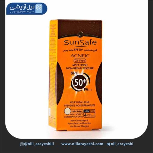 کرم ضد آفتاب فاقد چربی ضد آکنه بژ روشن سان سیف spf50