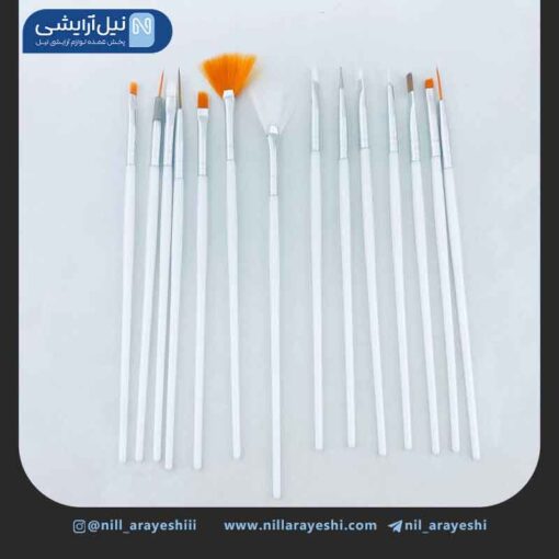 ست قلم کاشت و طراحی ناخن چهارده تیکه تک رنگ