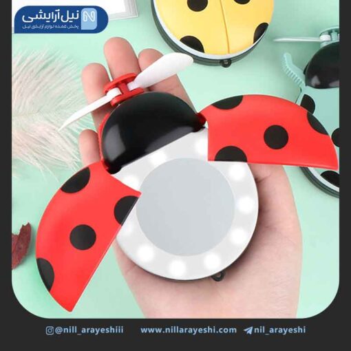 مینی فن و آیینه ال ای دی دار طرح کفش دوزک