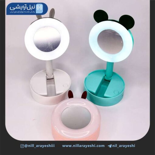 آینه آرایشی رینگ لایت دار پایه دار گوش دار کد 0838