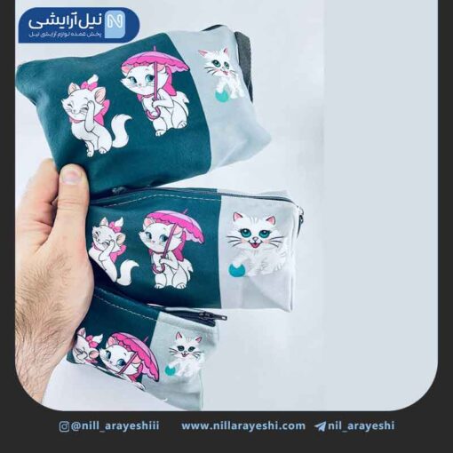 ست کیف آرایشی فانتزی مخملی سه تیکه