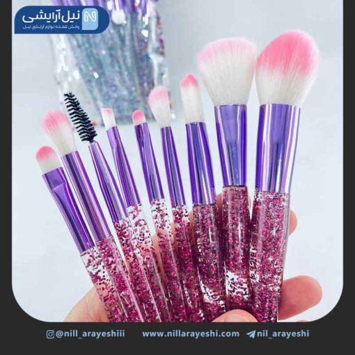 ست براش ده تکه دسته اکلیلی کیف دار