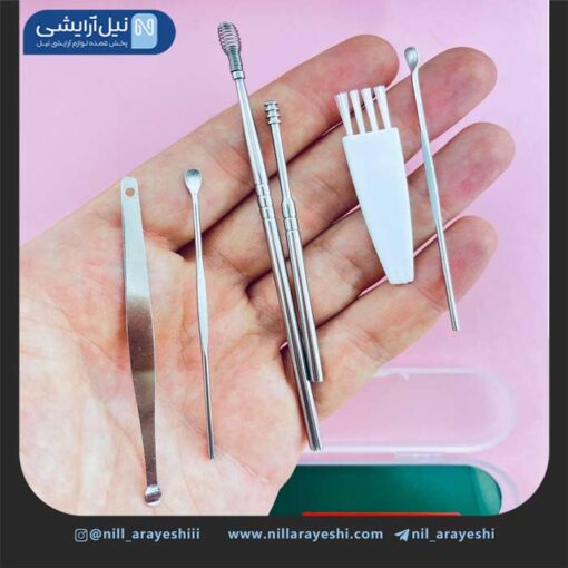 ست گوش پاککن جلد طلقی شش تیکه