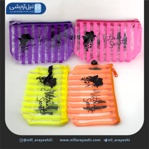 کیف آرایشی سایز بزرگ طرح ویکتوریا سکرت طلقی ( مستطیلی )