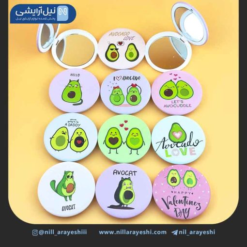 آیینه جیبی گرد دو طرفه فانتزی