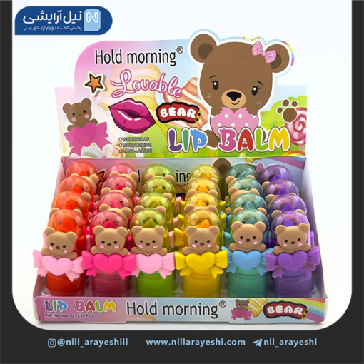بالم لب حرارتی رنگی استیکر دار خرسی هولد مورنینگ کد HB5566