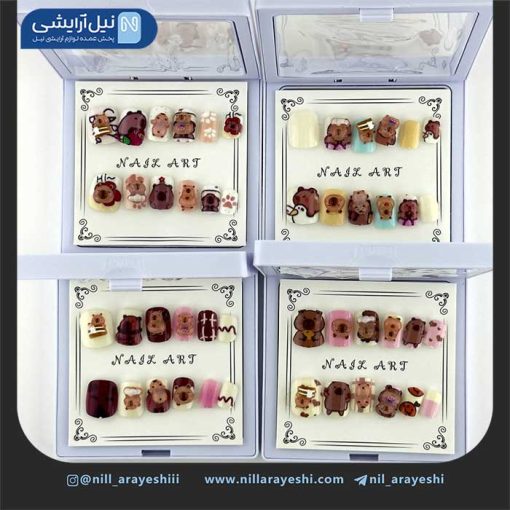 ناخن مصنوعی کودک به همراه چسب ژله ای جعبه شفاف