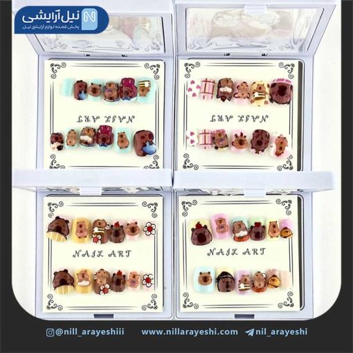 ناخن مصنوعی کودک به همراه چسب ژله ای جعبه شفاف