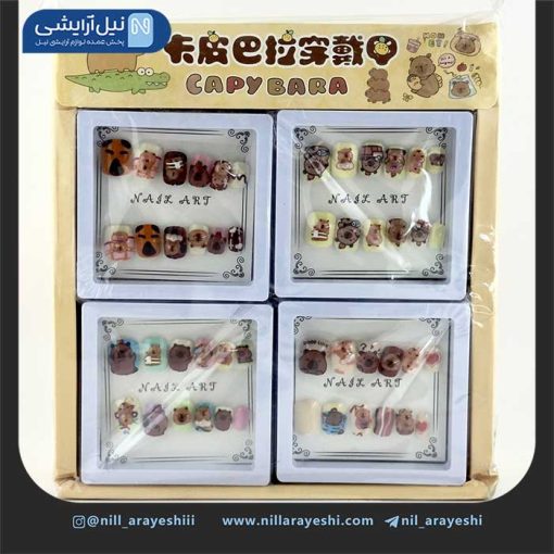 ناخن مصنوعی کودک به همراه چسب ژله ای جعبه شفاف