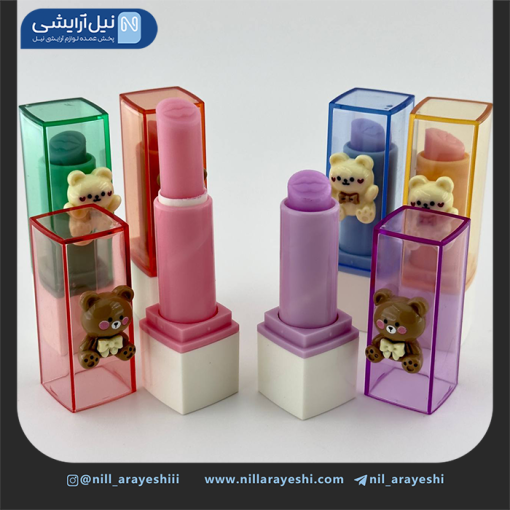 بالم لب حرارتی پوکه رنگی استیکر دار خرسی هولد مورنینگ کد HB5649