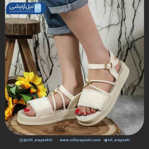 کفش صندل کنفی ضربدری مهره دار