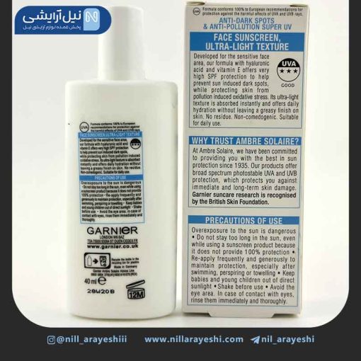 فلوئید ضد آفتاب بی رنگ ضد لک سوپر یو وی spf50 گارنیر