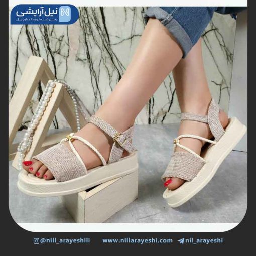 کفش صندل کنفی ضربدری مهره دار