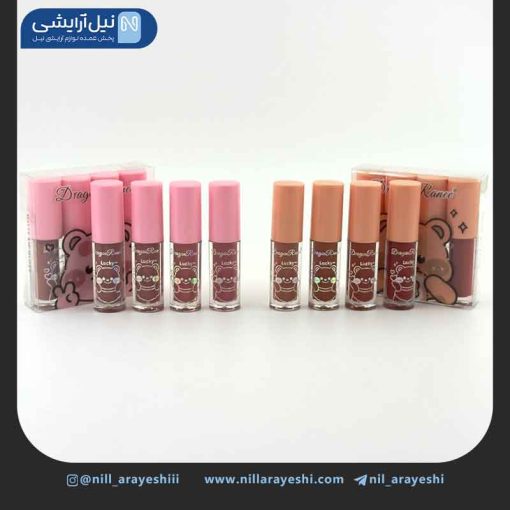پک رژ لب مایع طرح خرس دراگون رانی چهار عددی کد dr140