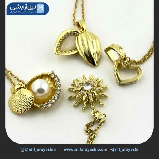 گردنبند استیل طلایی ( جور )