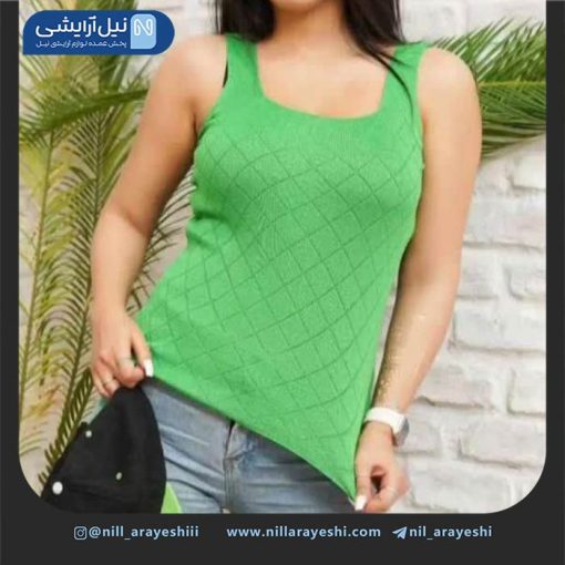 تاپ زنانه بافت ساده رنگی ( لوزی )