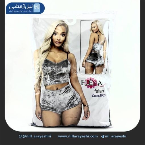 ست تاپ و شلوارک مخمل ساده النا