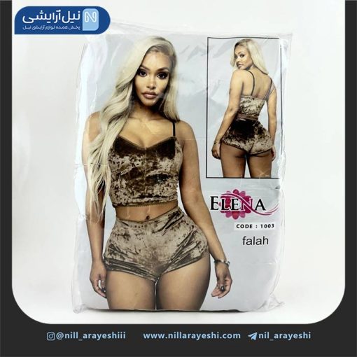 ست تاپ و شلوارک مخمل ساده النا
